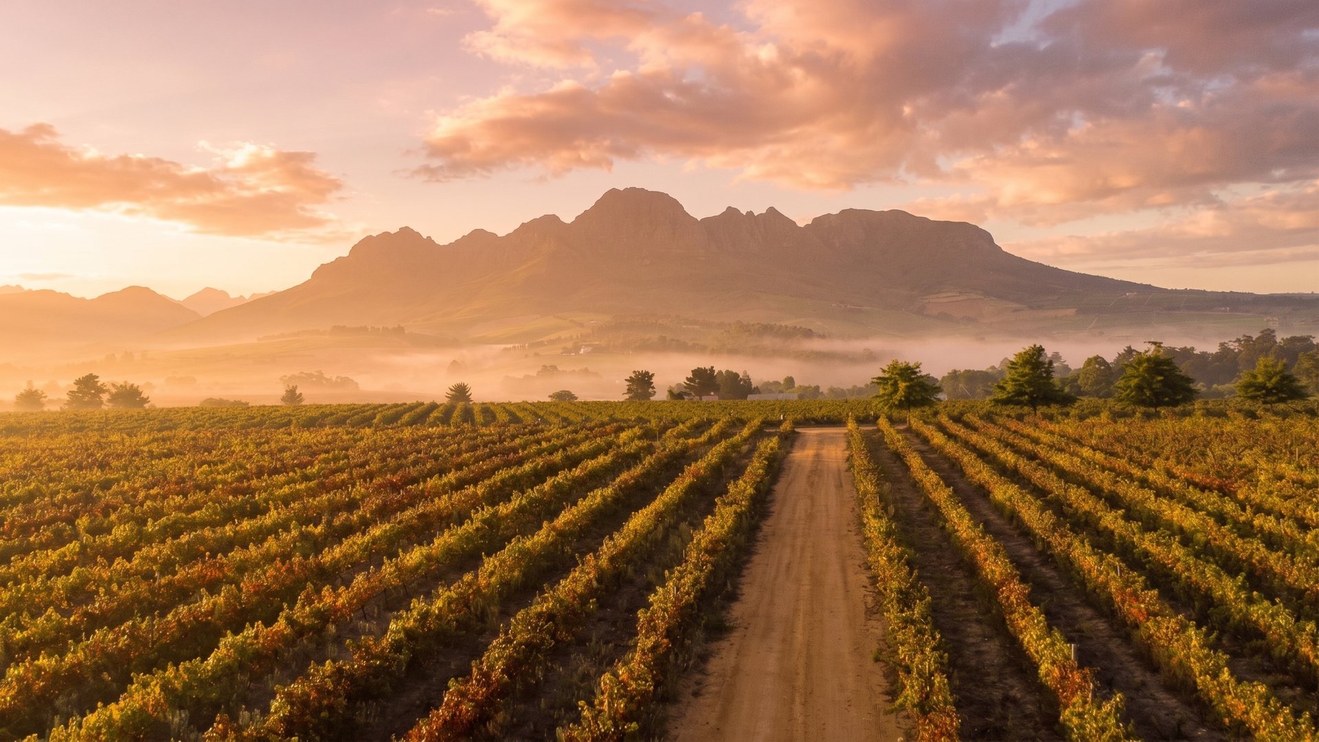 Stellenrust vineyards at golden hour